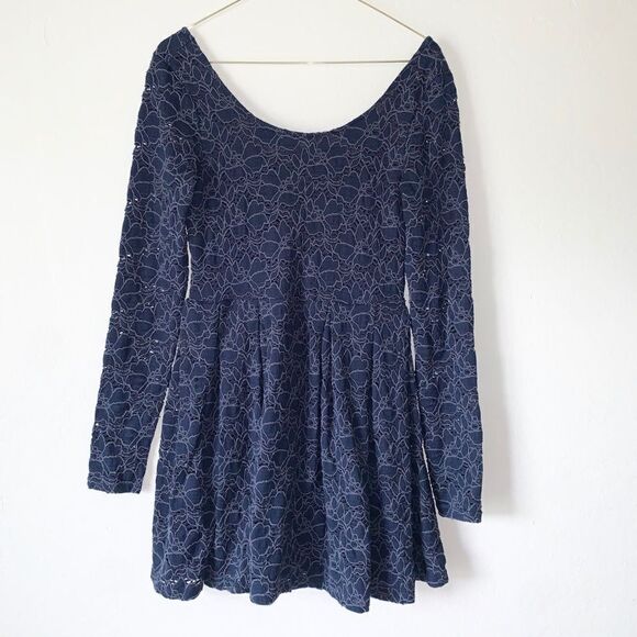 Free People Blue Lace Mini Dress XS - Picture 1 of 6